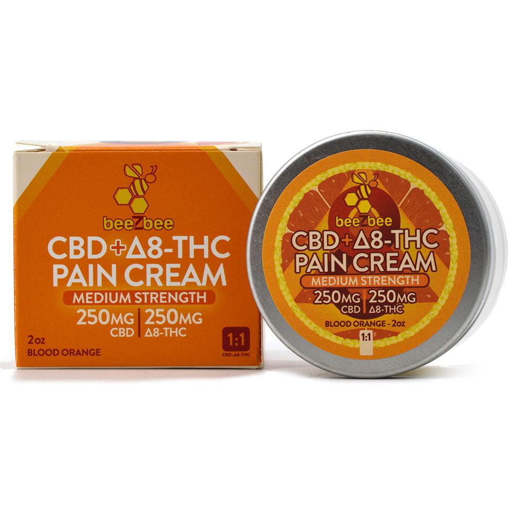 cbd+delta 8 thc pain cream in blood orange scent with medium strength