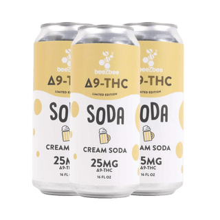 Delta-9 THC Soda in Limited Edition Cream Soda, 4 Pack - beeZbee