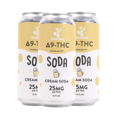 Delta-9 THC Soda in Limited Edition Cream Soda, 4 Pack - beeZbee