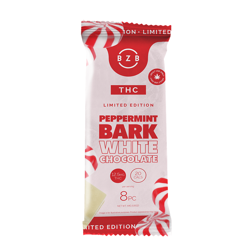 THC Chocolate, White Chocolate Peppermint Bark - beeZbee