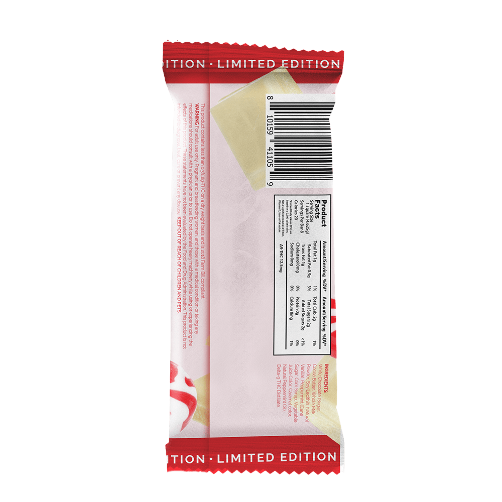 THC Chocolate, White Chocolate Peppermint Bark - beeZbee