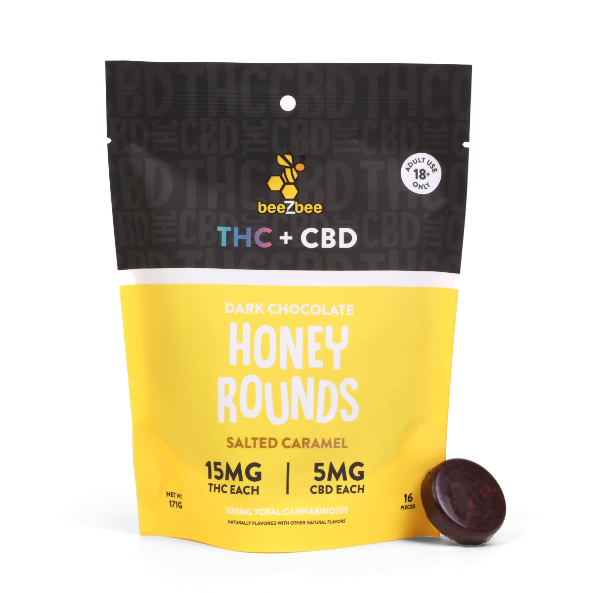 THC CBD dark chocolate honey rounds with salted caramel